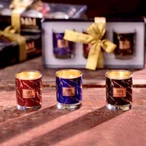 Mini Mermerden Süzülen Işık <br> 3'lü Mini Mermer Desenli Bardak Mum